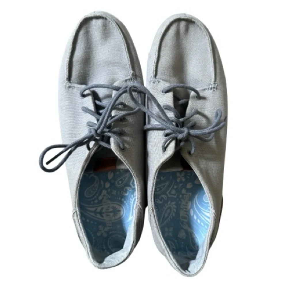 Olukai Honua Mens Shoes Size 12 Beige Casual Flat Comfort Lace Up Boat Shoes